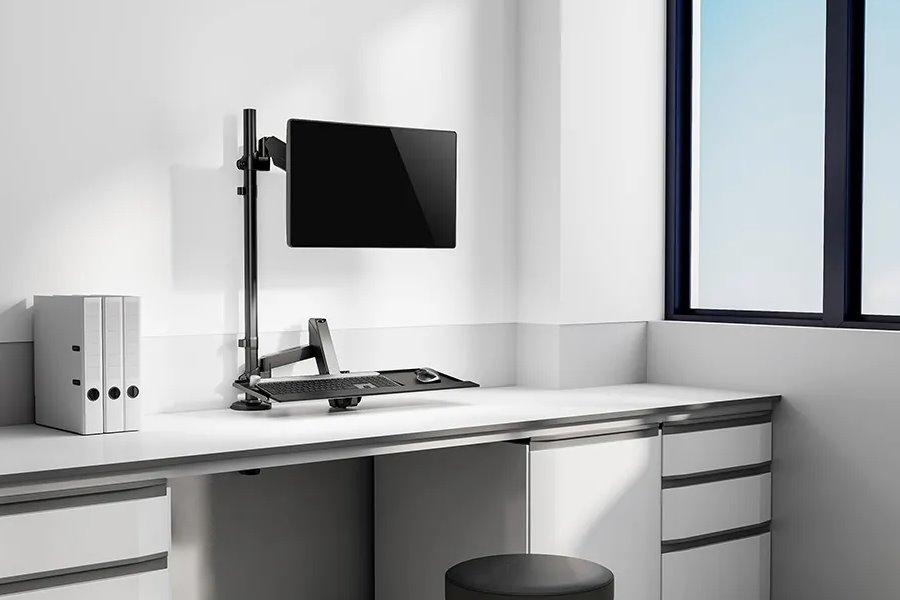 Neomounts  DS90-325BL1 / držák na stůl /pracovní místo / sezení-stání / monitor, klávesnice a myš