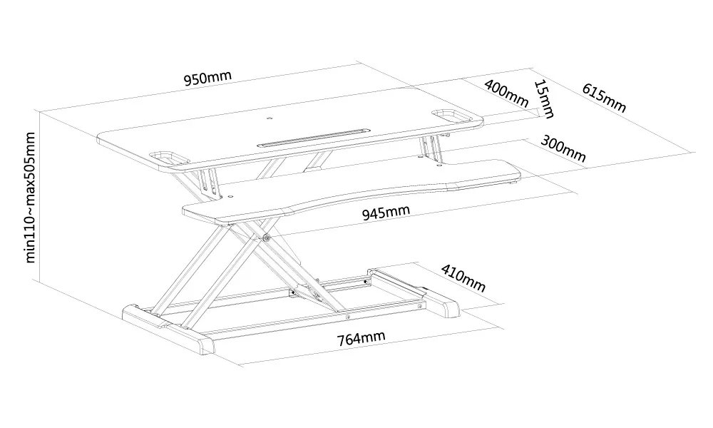 Neomounts  NS-WS300BLACK / Workstation - sit-stand workplace (height adjustment: 11-51 cm) / Black