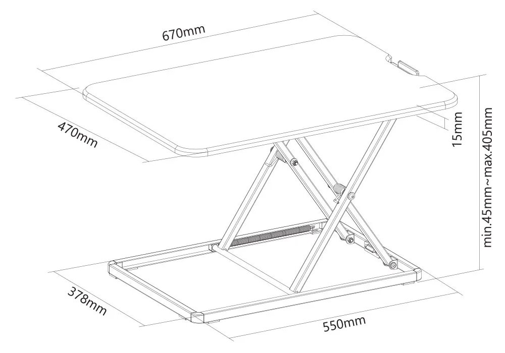 Neomounts  NS-WS050BLACK / Workstation - sit-stand workplace (height adjustment: 4-40 cm) / Black