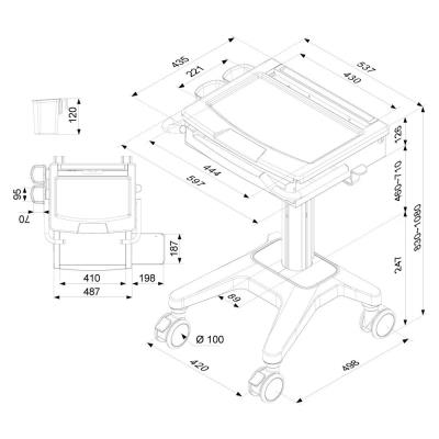 Neomounts  MED-M200 / Mobile Laptop Cart, incl. keyboard & mouse drawer / Creme