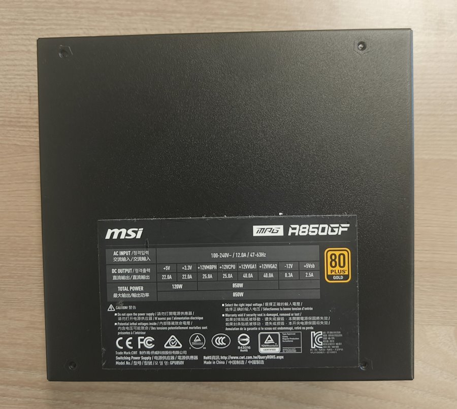 OPRAVENÉ - MSI zdroj MPG A850GF/ 850W/ ATX/ akt. PFC/ 10 let celková záruka/ 140mm ventilátor/ modulární kabeláž/ 80PLUS...