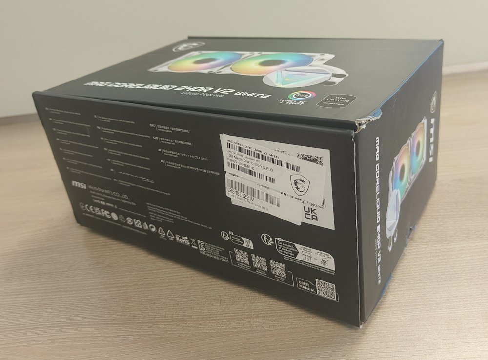 OPRAVENÉ - MSI vodní chladič CPU MAG CORELIQUID 240R V2 White/ bílý/ 2x 120mm ARGB fan/ podpora LGA1700