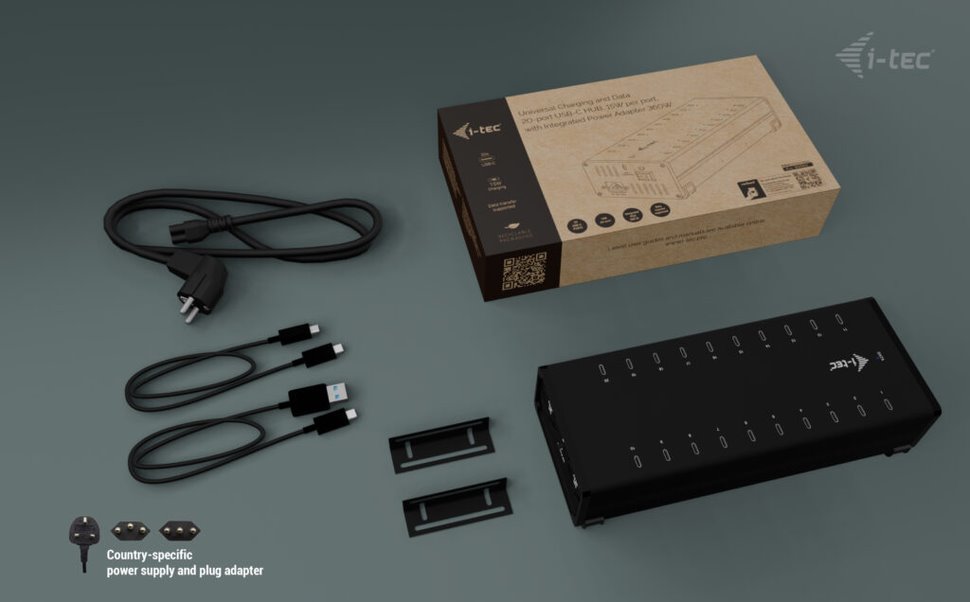 i-tec USB-C/USB-A Metal Charging+Data HUB, 15W per port, 20x USB-C, 360W