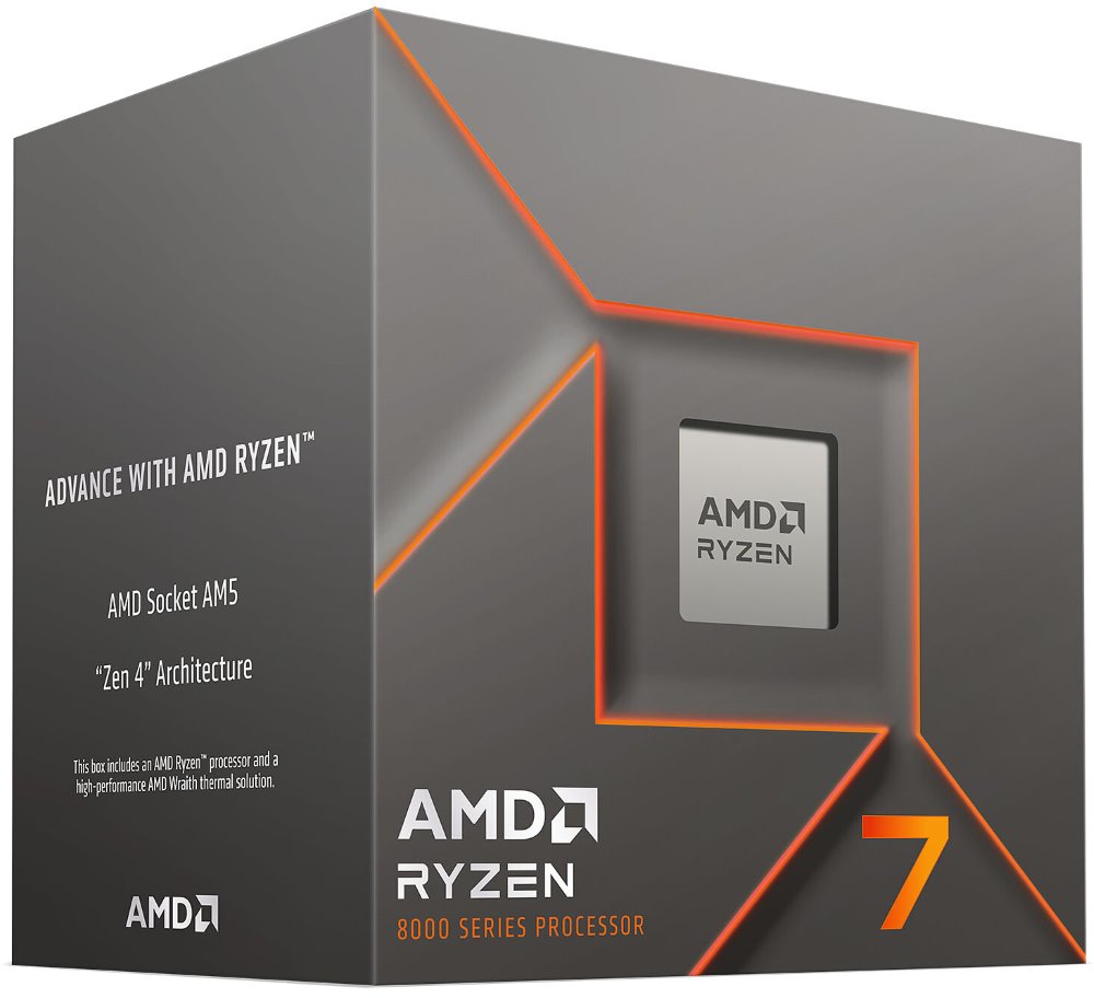 AMD Ryzen 7 8700F / LGA AM5 / max. 5,0GHz / 8C/16T / 24MB / 65W TDP / bez VGA / BOX vč. chladiče Wraith Stealth
