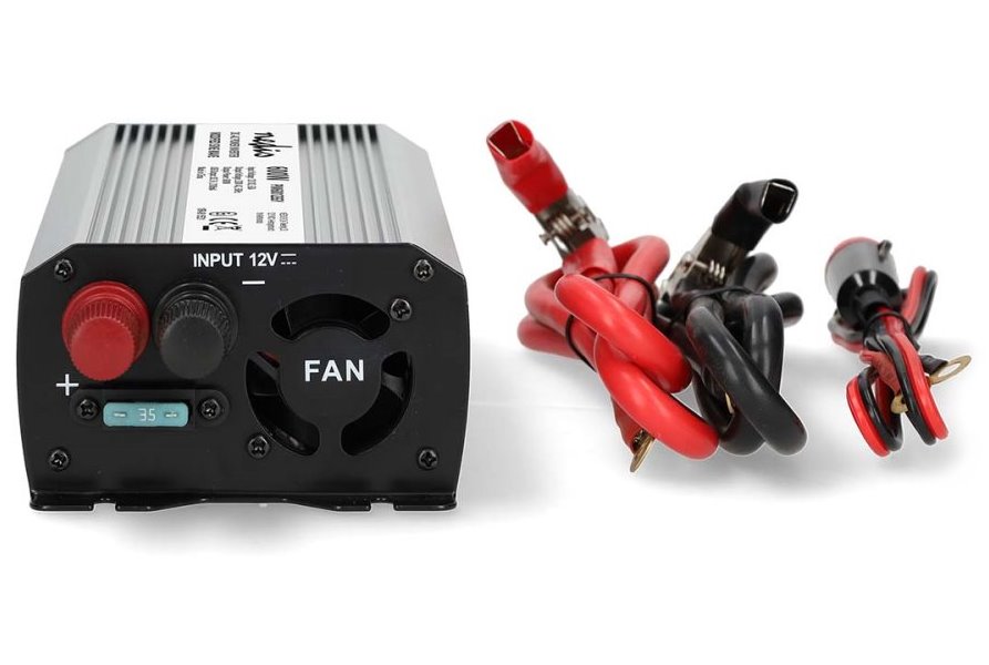 NEDIS měnič napětí/ modifikovaná sinusoida/ 12 V DC/230 V AC 50 Hz/ 600 W (1200 W špička)/ USB-A/ 1x zásuvka type E