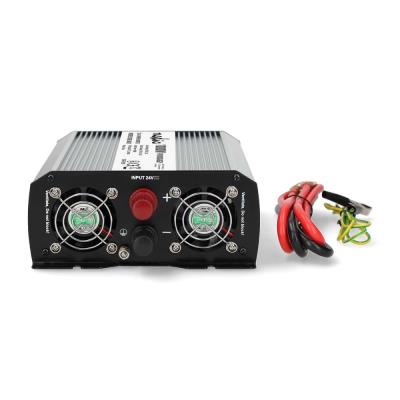 NEDIS měnič napětí/ modifikovaná sinusoida/ 24 V DC/230 V AC 50 Hz/ 1000 W (2000 W špička)/ USB-A/ 2x zásuvka type E