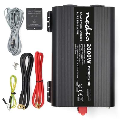 NEDIS měnič napětí/ čistá sinusoida/ 12 V DC/230 V AC 50 Hz/ 2000 W (4000 W špička)/ USB-A / USB-C/ 2x zásuvka typu E