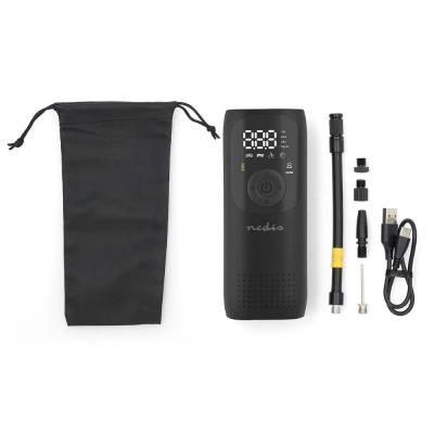 NEDIS dobíjecí vzduchový kompresor/ 0.1 - 10.3 Bar/ provozní režimy: auto/ motorka/ kolo / míč/ měřič tlaku vzduchu