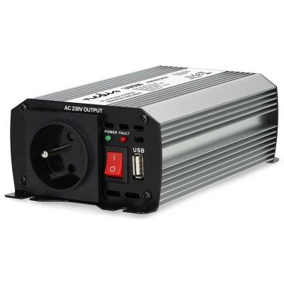 NEDIS měnič napětí/ modifikovaná sinusoida/ 12 V DC/230 V AC 50 Hz/ 300 W (600 W špička)/ USB-A/ 1x zásuvka type E