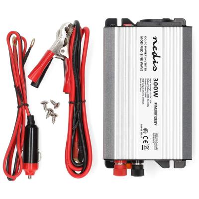 NEDIS měnič napětí/ modifikovaná sinusoida/ 12 V DC/230 V AC 50 Hz/ 300 W (600 W špička)/ USB-A/ 1x zásuvka type E