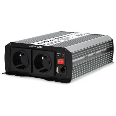 NEDIS měnič napětí/ modifikovaná sinusoida/ 12 V DC/230 V AC 50 Hz/ 1000 W (2000 W špička)/ USB-A/ 2x zásuvka type E