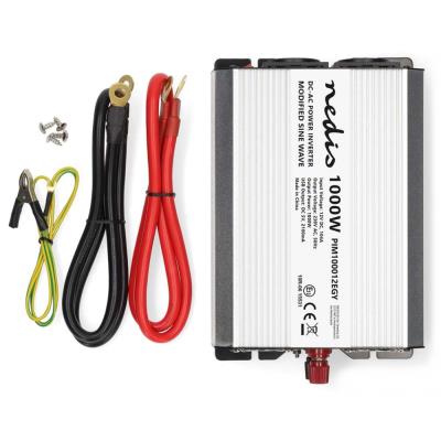 NEDIS měnič napětí/ modifikovaná sinusoida/ 12 V DC/230 V AC 50 Hz/ 1000 W (2000 W špička)/ USB-A/ 2x zásuvka type E
