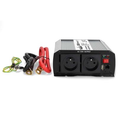NEDIS měnič napětí/ modifikovaná sinusoida/ 12 V DC/230 V AC 50 Hz/ 1000 W (2000 W špička)/ USB-A/ 2x zásuvka type E