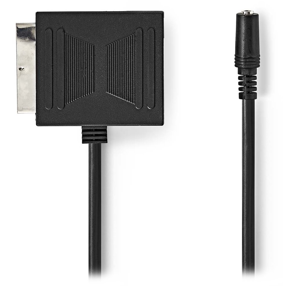 NEDIS kabel SCART/ SCART zástrčka - SCART zásuvka / 3,5 mm zásuvka/ černý/ box/ 20cm