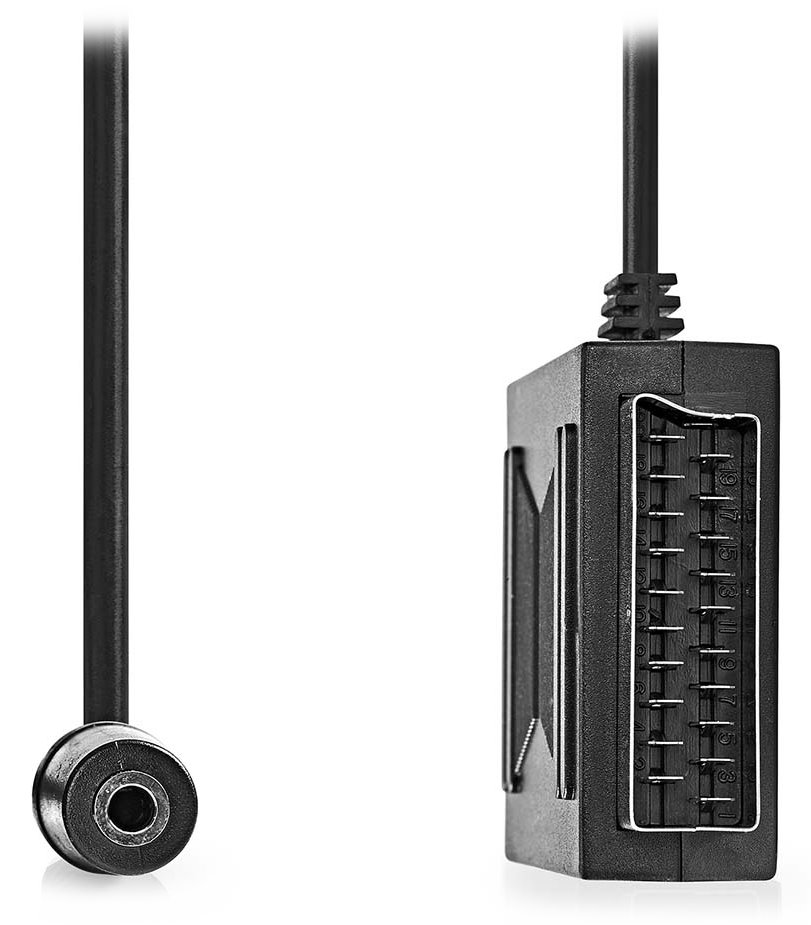 NEDIS kabel SCART/ SCART zástrčka - SCART zásuvka / 3,5 mm zásuvka/ černý/ box/ 20cm