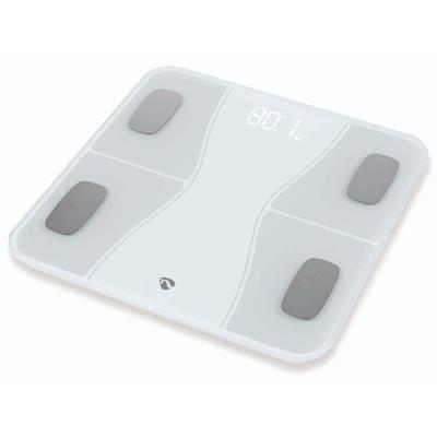 NEDIS chytrá osobní váha/ Bluetooth/ 16 měřících funkcí/ nosnost 180kg/ Android/ iOS/ ABS/ sklo/ bílá
