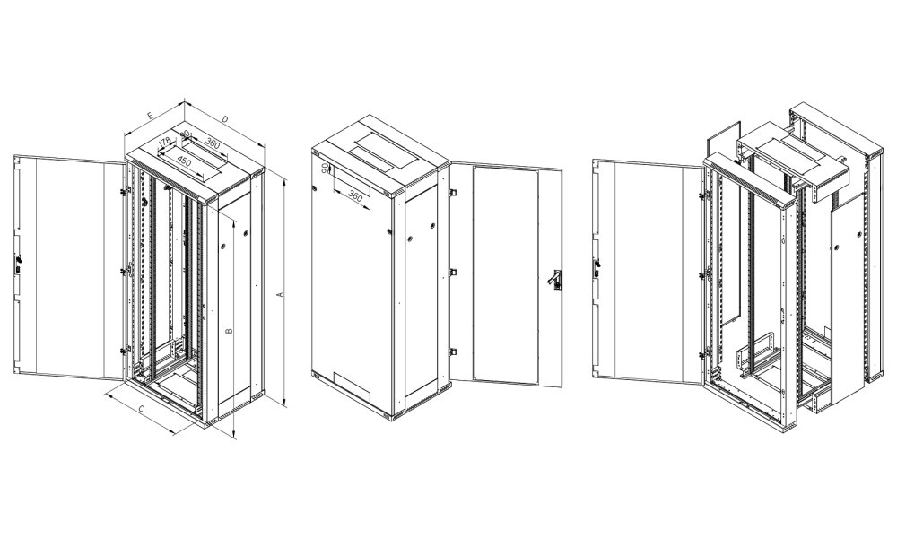 Triton 19' rozvaděč stojanový rozebiratelný 42U/800x600 RAL7035, šedá