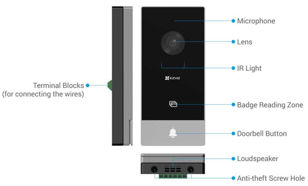 EZVIZ chytrý domácí interkom HP5/ Wi-Fi/ 2K/ 7" dotykový monitor/ videotelefon/ bezdrátový zvonek/ IP65/ černo-stříbrný