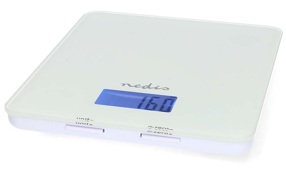 NEDIS chytrá kuchyňská váha/ Bluetooth/ nosnost 5kg/ plast/ sklo/ bílá
