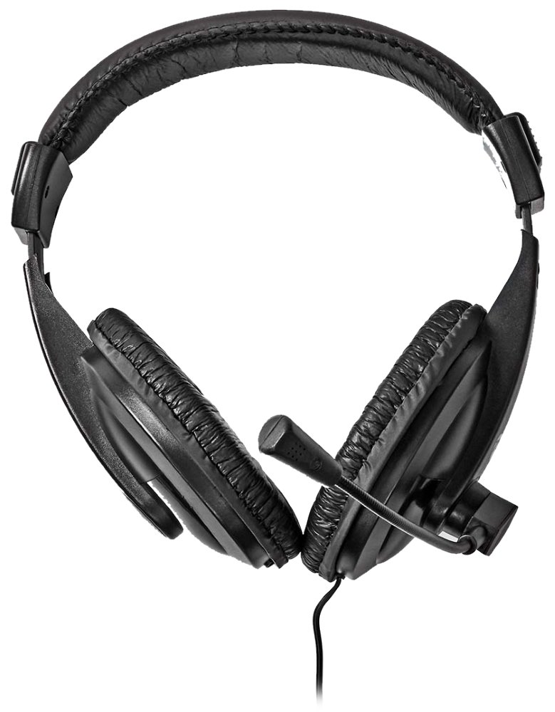 NEDIS headset CHST210BK/ drátová sluchátka + mikrofon/ 1x 3.5 mm jack/ 2x 3.5 mm jack/ kabel 1,8 m/ černý