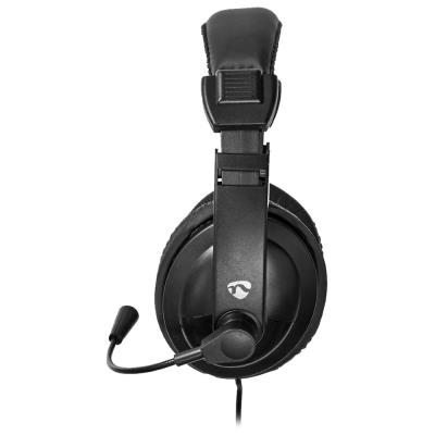 NEDIS headset CHST210BK/ drátová sluchátka + mikrofon/ 1x 3.5 mm jack/ 2x 3.5 mm jack/ kabel 1,8 m/ černý