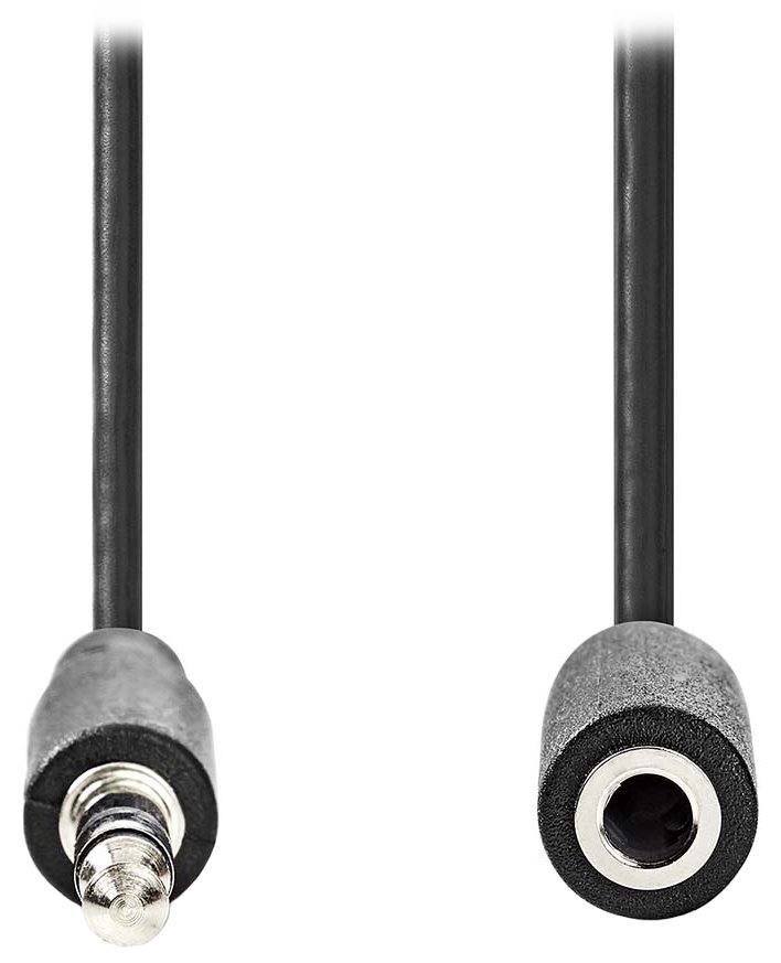 NEDIS kabel stereo audio/ 3,5 mm jack zástrčka - 3,5 mm jack zásuvka/ černý/ bulk/ 1m