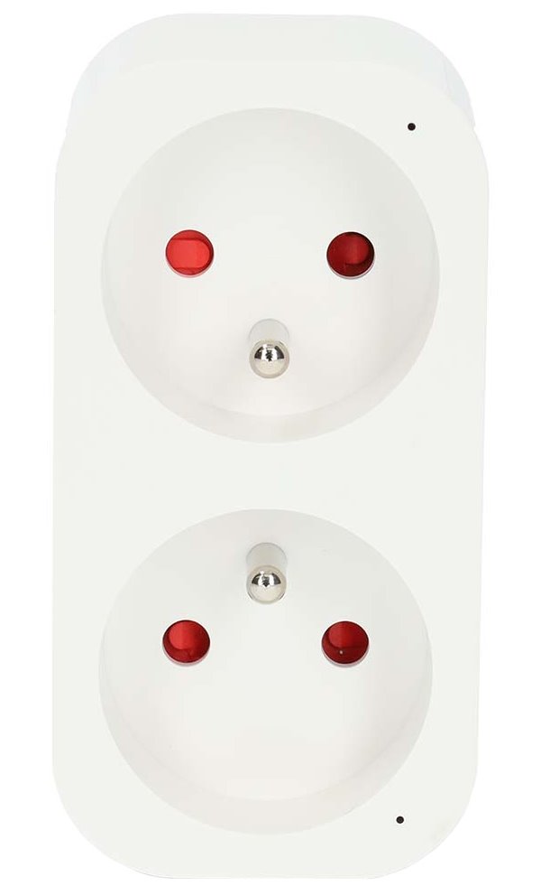 NEDIS Wi-Fi chytrá duo zásuvka/ 16A/ francouzský typ E/ IP21/ měřič výkonu/ Android/ iOS/ Nedis® SmartLife/ bílá