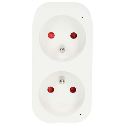 NEDIS Wi-Fi chytrá duo zásuvka/ 16A/ francouzský typ E/ IP21/ měřič výkonu/ Android/ iOS/ Nedis® SmartLife/ bílá