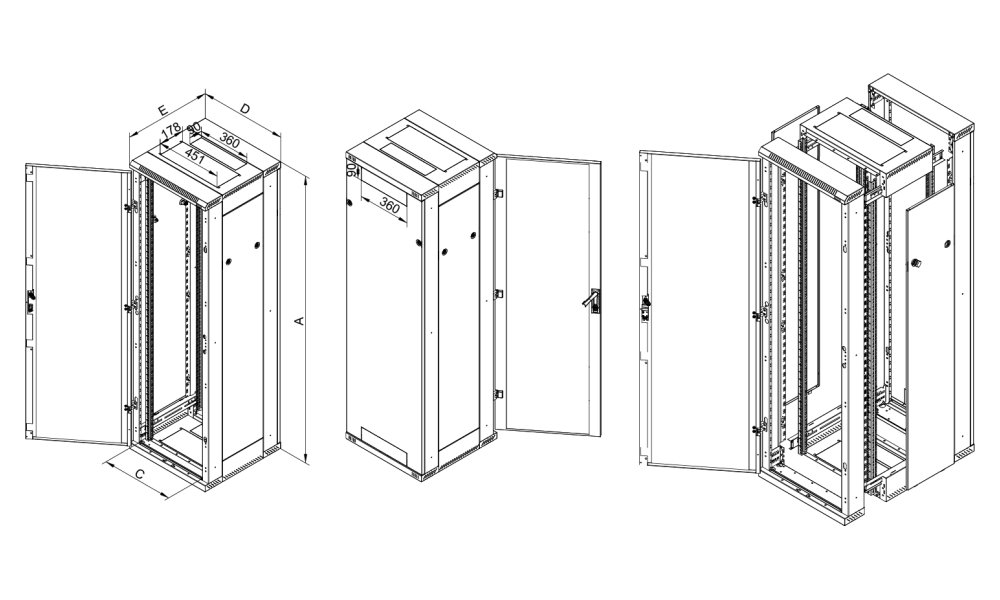 Triton 19' rozvaděč stojanový rozebiratelný 37U/600x600 RAL7035, šedá
