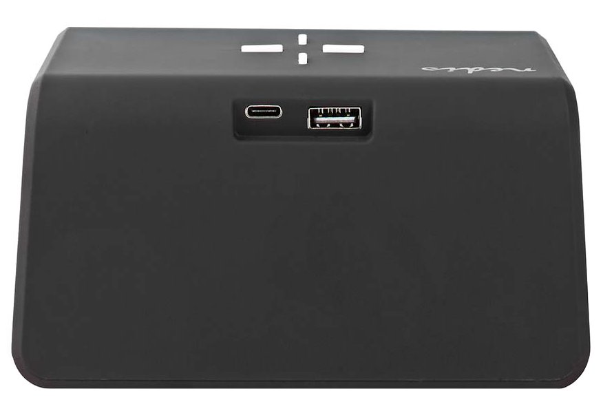 NEDIS budík/ bezdrátová nabíječka/ Qi certifikace/ noční lampička/ více barev/ 5/12/9VDC/ 1.0A/2.5A/ USB-A/ černý