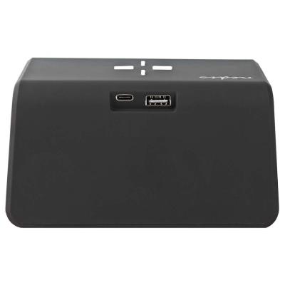 NEDIS budík/ bezdrátová nabíječka/ Qi certifikace/ noční lampička/ více barev/ 5/12/9VDC/ 1.0A/2.5A/ USB-A/ černý
