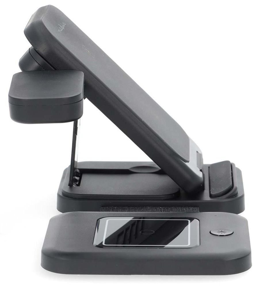 NEDIS bezdrátová nabíječka 3 v 1/ 15 W/ LED indikace provozu/ USB-A/ USB-C/ černá/ kabel 1m