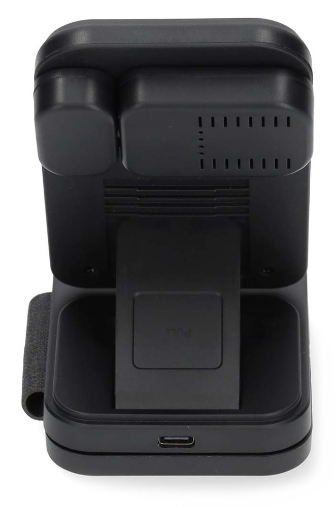 NEDIS bezdrátová nabíječka 3 v 1/ 15 W/ LED indikace provozu/ USB-A/ USB-C/ černá/ kabel 1m