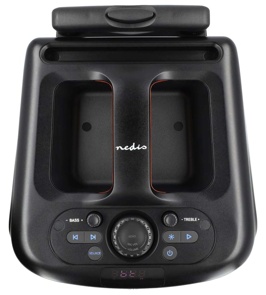 NEDIS párty reproduktor/ výkon 240 W/ Bluetooth/ doba přehrávání na baterie 5 hod/ držadlo/ párty osvětlení/ ekvalizér