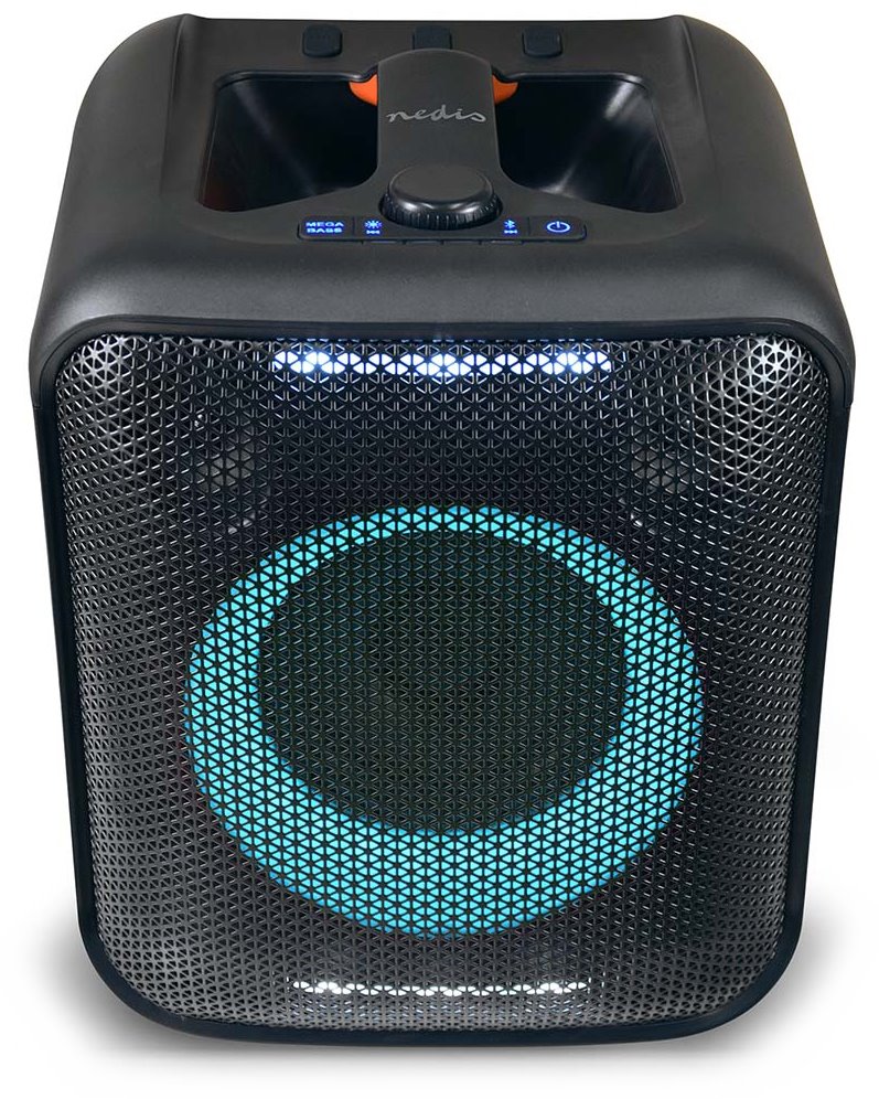 NEDIS párty reproduktor/ výkon 150 W/ Bluetooth/ doba přehrávání na baterie 5 hod/ držadlo/ párty osvětlení/ ekvalizér