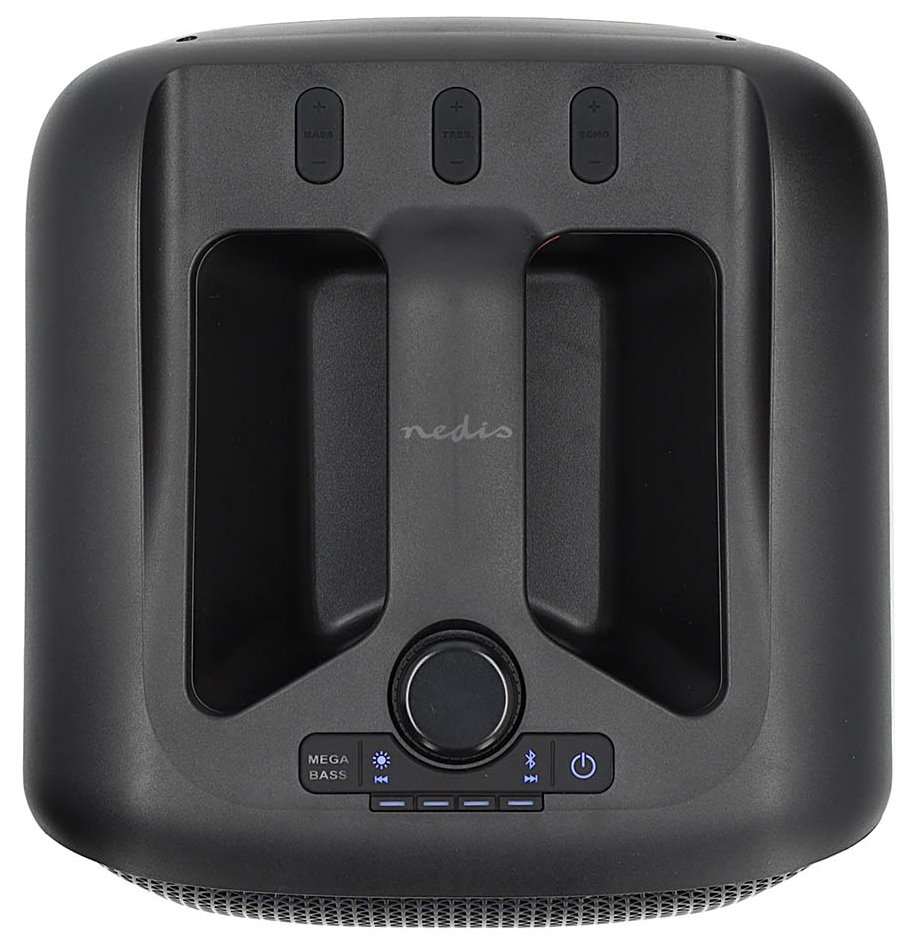 NEDIS párty reproduktor/ výkon 150 W/ Bluetooth/ doba přehrávání na baterie 5 hod/ držadlo/ párty osvětlení/ ekvalizér