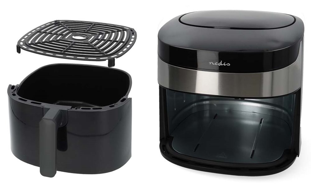 NEDIS Wi-Fi chytrá horkovzdušná fritéza/ objem 7,2 L/ 240 min. časovač/ 8 přednastavených programů/ výkon 1800 W/ černá
