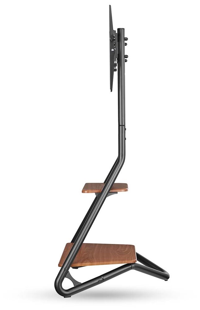 NEDIS podlahový TV stojan/ 37 - 75"/ nosnost 40 kg/ Bauhaus Design/ nastavitelné výšky/ MDF/ ocel/ černo-hnědý