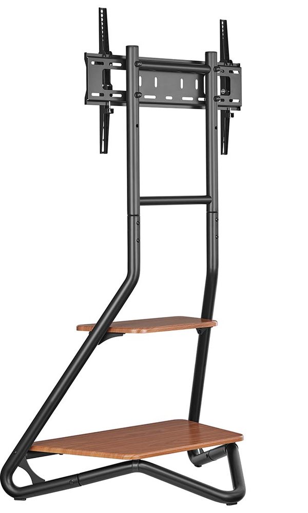 NEDIS podlahový TV stojan/ 37 - 75"/ nosnost 40 kg/ Bauhaus Design/ nastavitelné výšky/ MDF/ ocel/ černo-hnědý