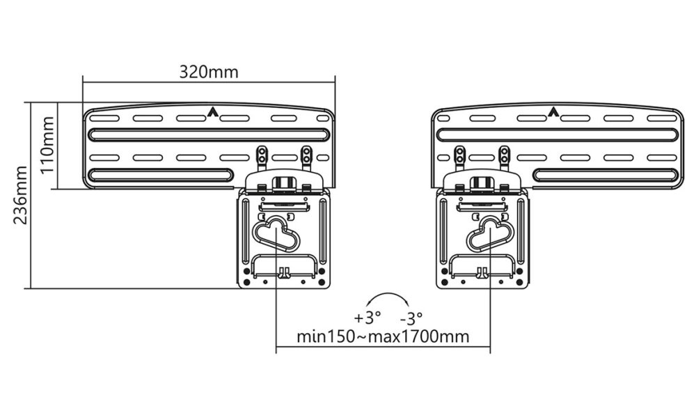 NEDIS nástěnný TV držák/ 43 - 85"/ nosnost 60 kg/ vzdálenost od stěny 7,50 mm/ fixní/ ocel/ černý