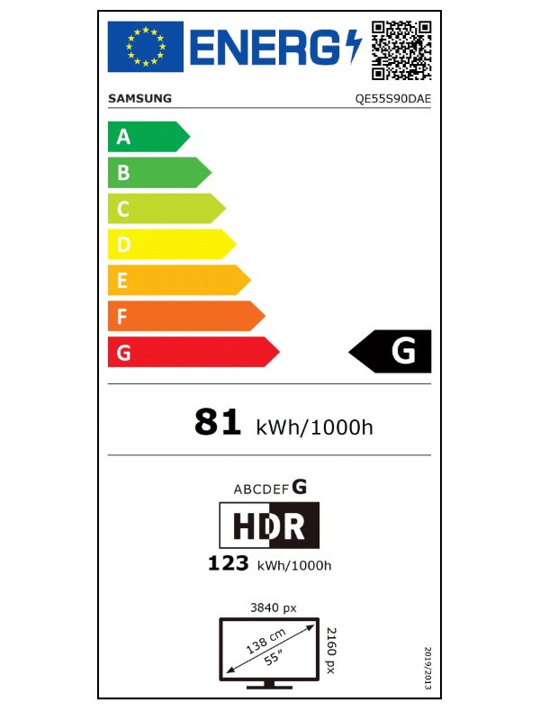 SAMSUNG SMART OLED TV 55"/ QE55S90D/ 4K Ultra HD 3840x2160/ DVB-T2/S2/C/ H.265/HEVC/ 4xHDMI/ 2xUSB/ Wi-Fi/ LAN/ G