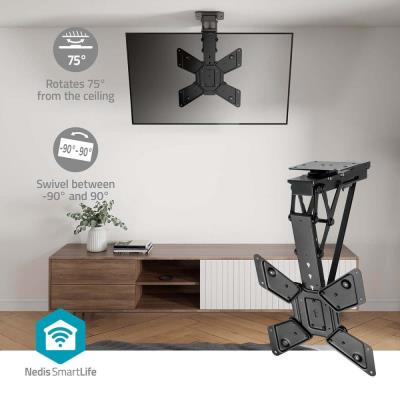 NEDIS stropní TV držák/ 23 - 65 "/ nosnost 30 kg/ motorizovaný/ otočný/ naklápěcí/ vzdálenost od stropu 140 mm/ DO/ ocel