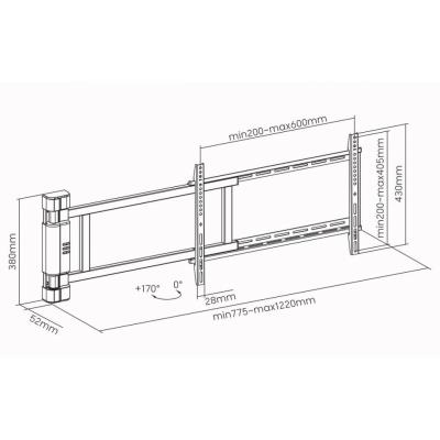 NEDIS nástěnný TV držák/ 32 - 75 "/ nosnost 50 kg/ motorizovaný/ otočný/ vzdálenost od stěny 56 mm/ dálkové ovl./ ocel
