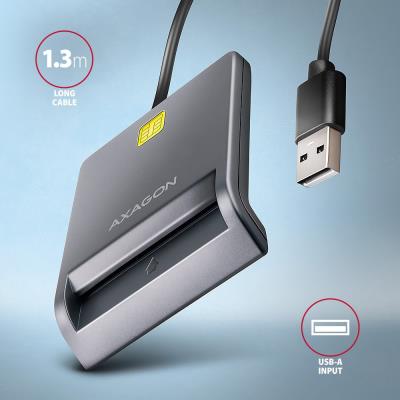 AXAGON čtečka kontaktních smart karet USB-A (eObčanka) / Smart Card / CRE-SM3T / USB 2.0 / 1,3m