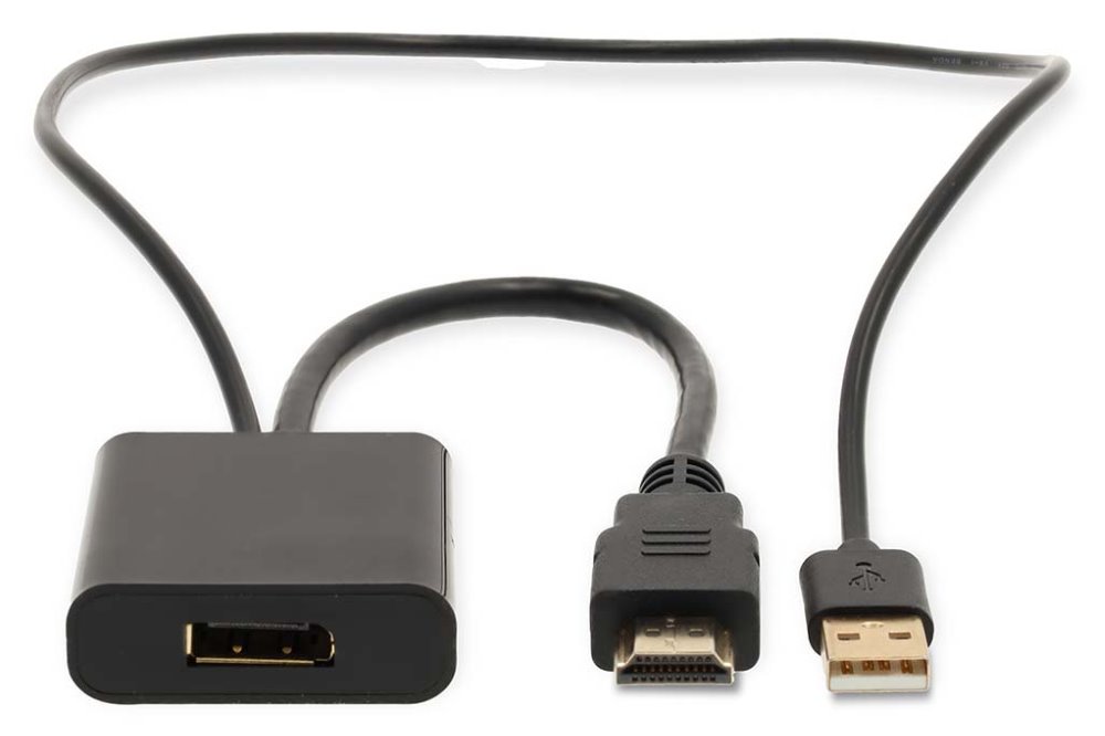 NEDIS adaptérový kabel HDMI - DisplayPort/ zástrčka HDMI - zásuvka DisplayPort/ USB napájení/ 20cm/ box/ černý
