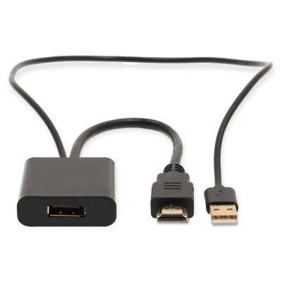 NEDIS adaptérový kabel HDMI - DisplayPort/ zástrčka HDMI - zásuvka DisplayPort/ USB napájení/ 20cm/ box/ černý