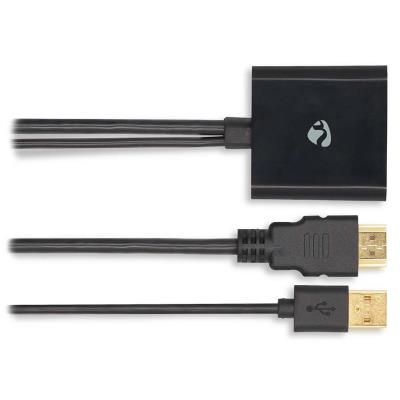 NEDIS adaptérový kabel HDMI - DisplayPort/ zástrčka HDMI - zásuvka DisplayPort/ USB napájení/ 20cm/ box/ černý