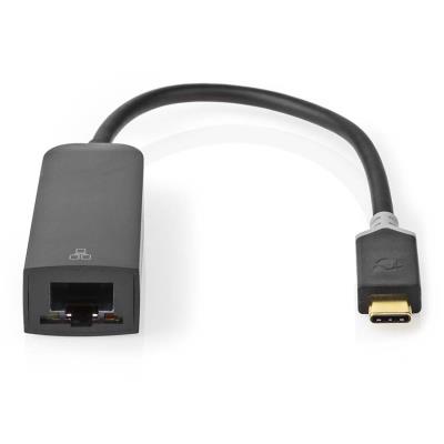 NEDIS kabelový adaptér USB 3.2 Gen 1/ USB-C zástrčka - RJ45 zásuvka/ kulatý/ černý/ 20cm