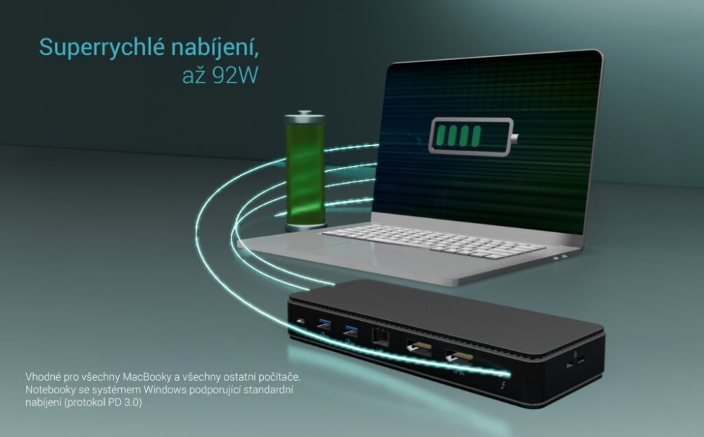 i-tec dokovací stanice Gen3 Thunderbolt4 2x Display, 7x USB, 2.5 GLAN, Power Delivery 92 W