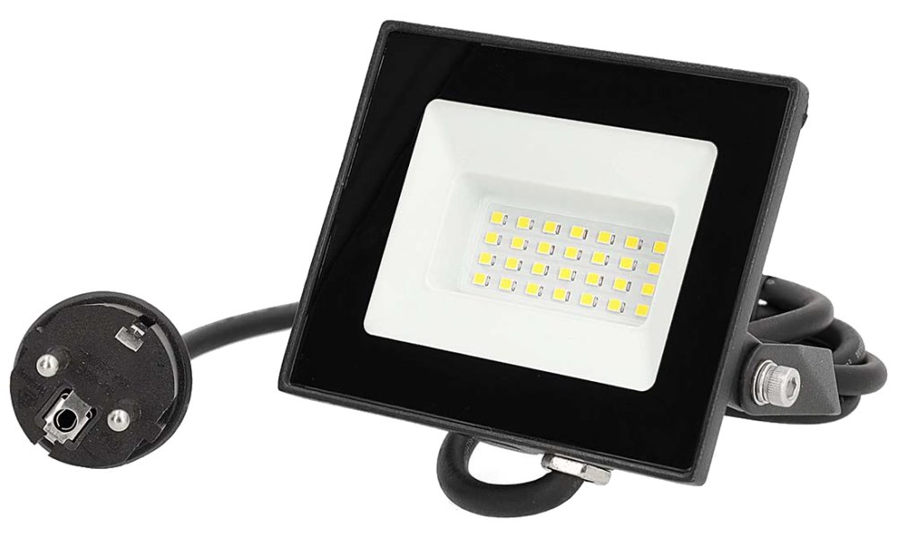 NEDIS LED reflektor/ 4000 K/ 1620 lm/ IP65/ energetická třída F/ kabel 1 m/ černý